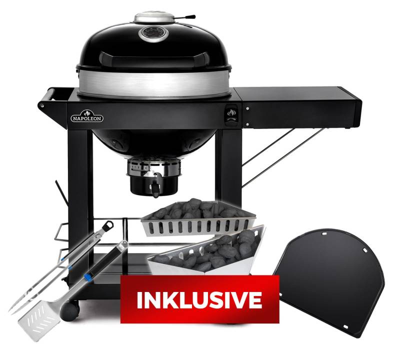 Napoleon PRO-CART Holzkohlegrill Kugelgrill Ø 57 cm - 50 Jahre Napoleon - inkl. Grillplatte, Holzkohlekörben und Grillbesteck Pro