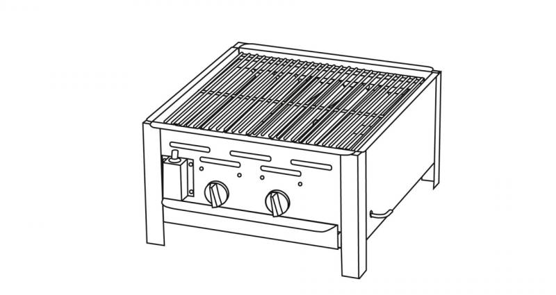 TGO 2-Brenner Gastrobräter / Gasbräter mit verchromten Rost