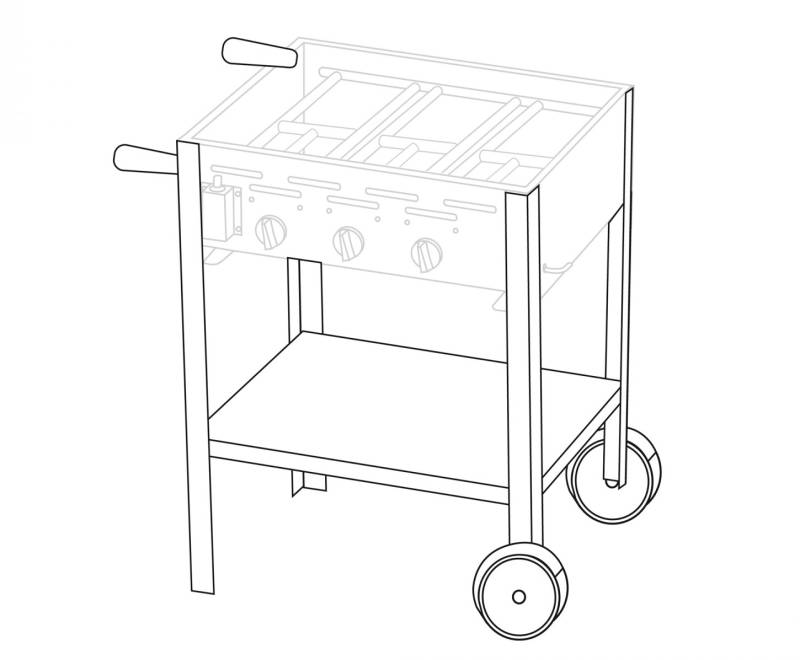 Untergestell fahrbar für 3 Brenner Gastrobräter TGO