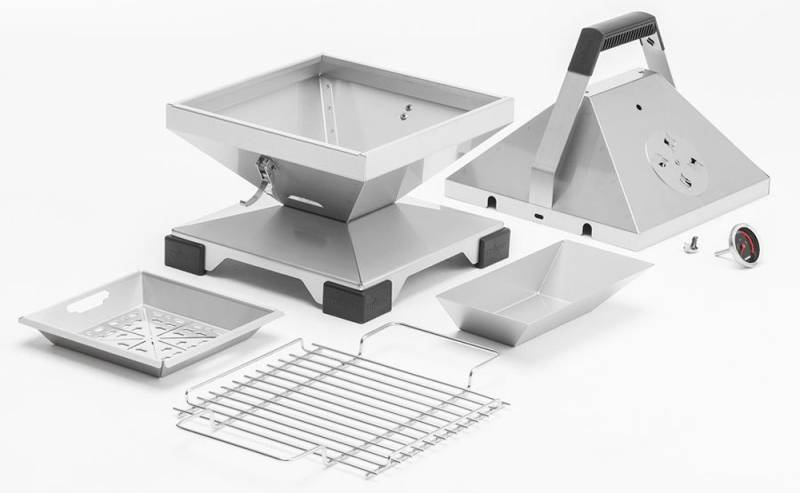 Thüros T1 ToGo Holzkohle Tischgrill Edelstahl mit BBQ Haube 30x30 cm