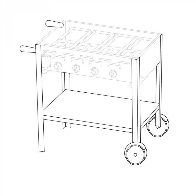 Untergestell fahrbar für 4 Brenner Gastrobräter TGO