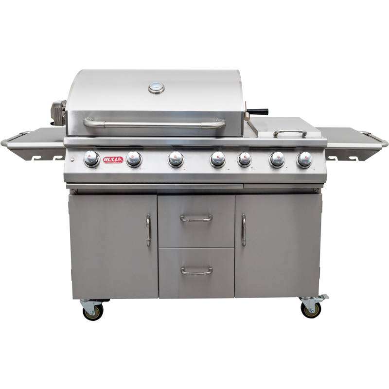 BULL 7 Burner Premium - Gasgrill mit Infrarot Backburner, Seitenkochstelle und Rotisserie