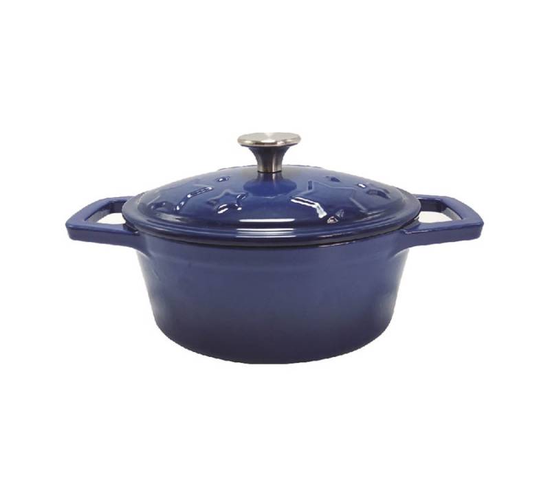 Grillfürst Dutch Oven Sternentöpfchen / Gusseisen Bräter - emailliert - S - blau