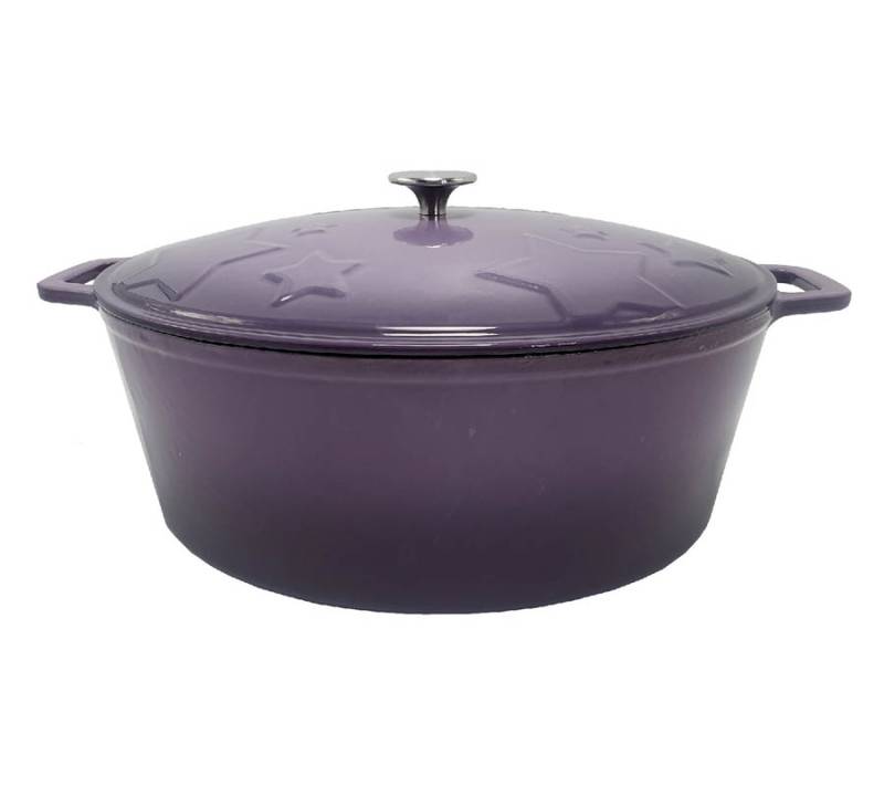 Grillfürst Dutch Oven Sternentöpfchen / Gusseisen Bräter - emailliert - XL - lila