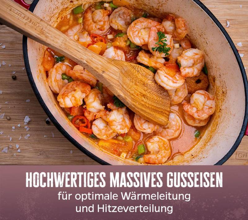Grillfürst Dutch Oven Sternentöpfchen / Gusseisen Bräter - emailliert - M - rot