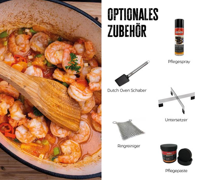 Grillfürst Dutch Oven Sternentöpfchen / Gusseisen Bräter - emailliert - S - rot