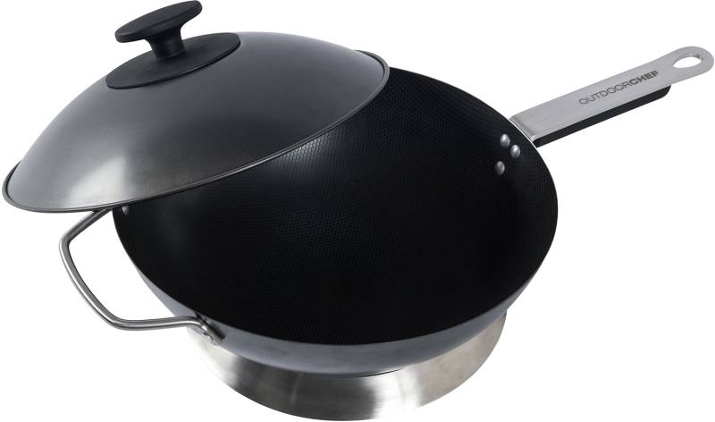 Outdoorchef Wok Carbonstahl mit Deckel + Wokring