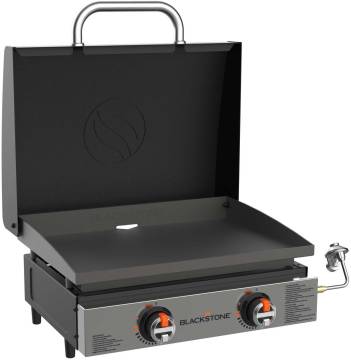 Blackstone 22 Zoll Griddle Gas Tischgrill mit Grillplatte, Deckel und 2 Brennern