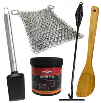 Grillfürst Dutch Oven Zubehörset 5tlg. - mit Pflegepaste, Reingreiniger, Schaber, Deckelheber und Löffel