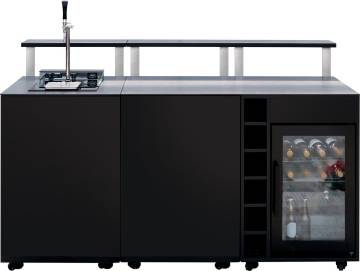 Grillfürst Moments Barschrank mit Zapfanlage, Kühlschrank, Flaschenregal und Tür mit Staufach, inkl. Theke - Nero