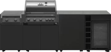 Grillfürst Moments Grillküche inkl. Kühlschrank mit Independence P590E Gasgrill, Independence P230E XXL Infrarotbrenner, Tür mit Stauraum und Flaschenregal - Nero