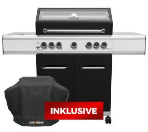 Grillf&uuml;rst G520G 5-Brenner Gasgrill mit Hochtemperaturbrenner, Heckbrenner und Gusseisen Rosten - inkl. Abdeckhaube