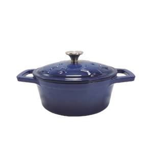 Grillfürst Dutch Oven Sternentöpfchen / Gusseisen Bräter - emailliert - S - blau