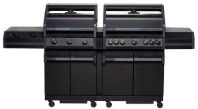 Grillfürst Independence P830E Doppelkammer Gasgrill - mattschwarz - mit XXL Infrarotbrenner, Seitenkocher, Heckbrenner und Edelstahlrosten