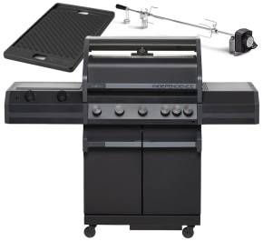 Grillf&uuml;rst Independence P530G Gasgrill mit XXL Infrarotbrenner, Heckbrenner und Gusseisenrosten - X-DEAL inkl. Gussplatte &amp; Drehspie&szlig;